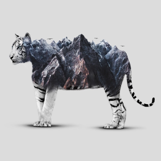 Photoshop Tigre et Montagne